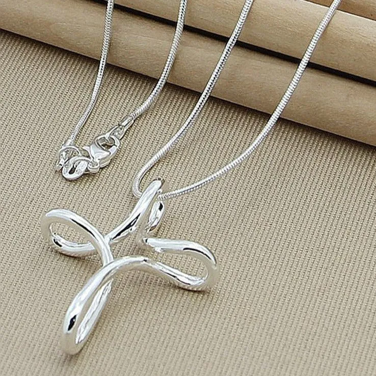 Cross Pendant 16-30 Inch Snake Chain Necklace - 925 Sterling Silver