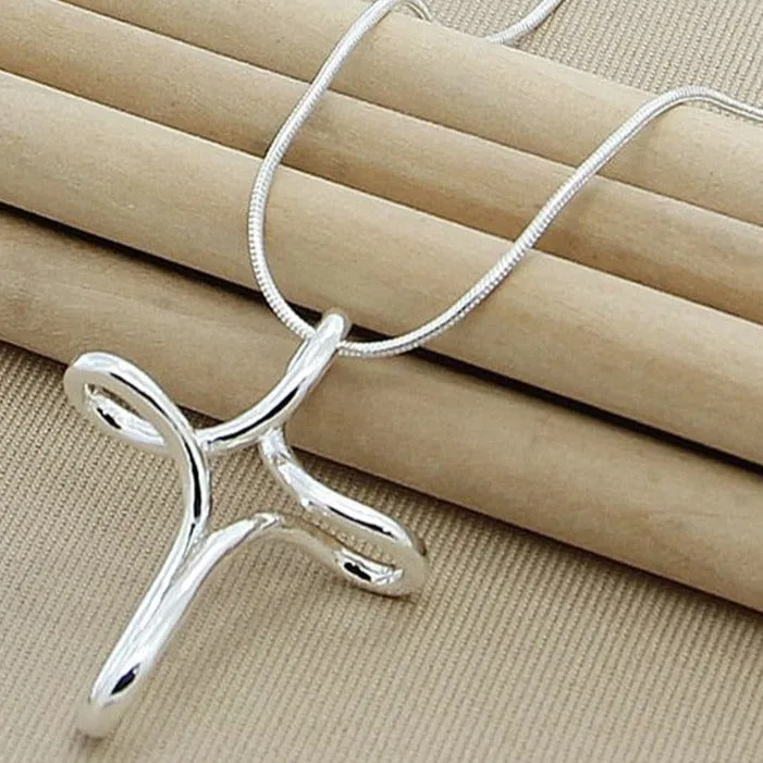 Cross Pendant 16-30 Inch Snake Chain Necklace - 925 Sterling Silver