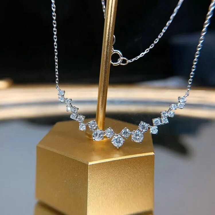 Crystal Clavicle Chain Diamond Pendant Silver Necklace