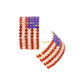 Crystal Pave American Flag Earrings