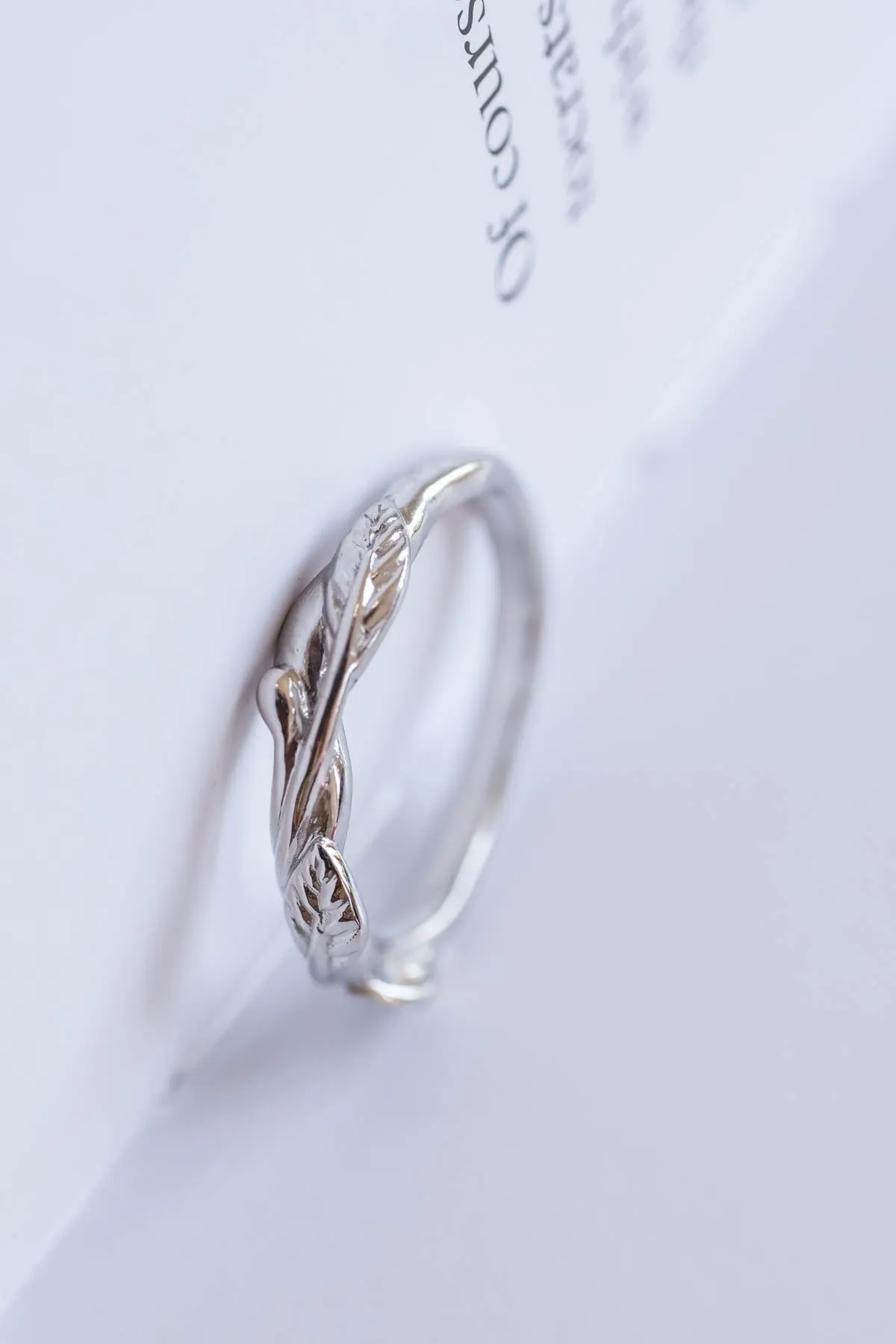 Curved twig ring, matching wedding band for our leaves rings