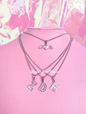 Custom Bling Initial Angel Heart Choker Necklace