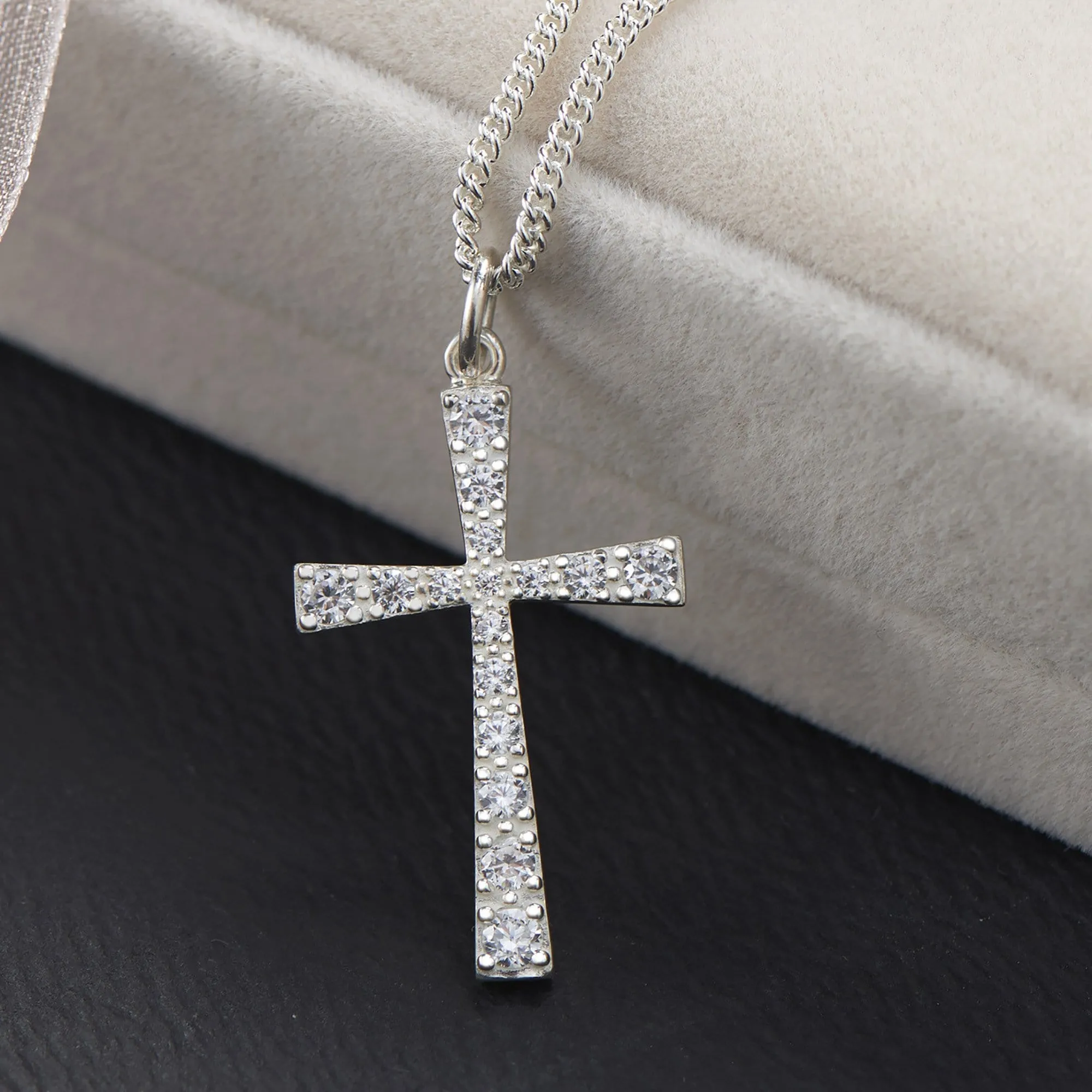 CZ Cross Sterling Silver Pendant