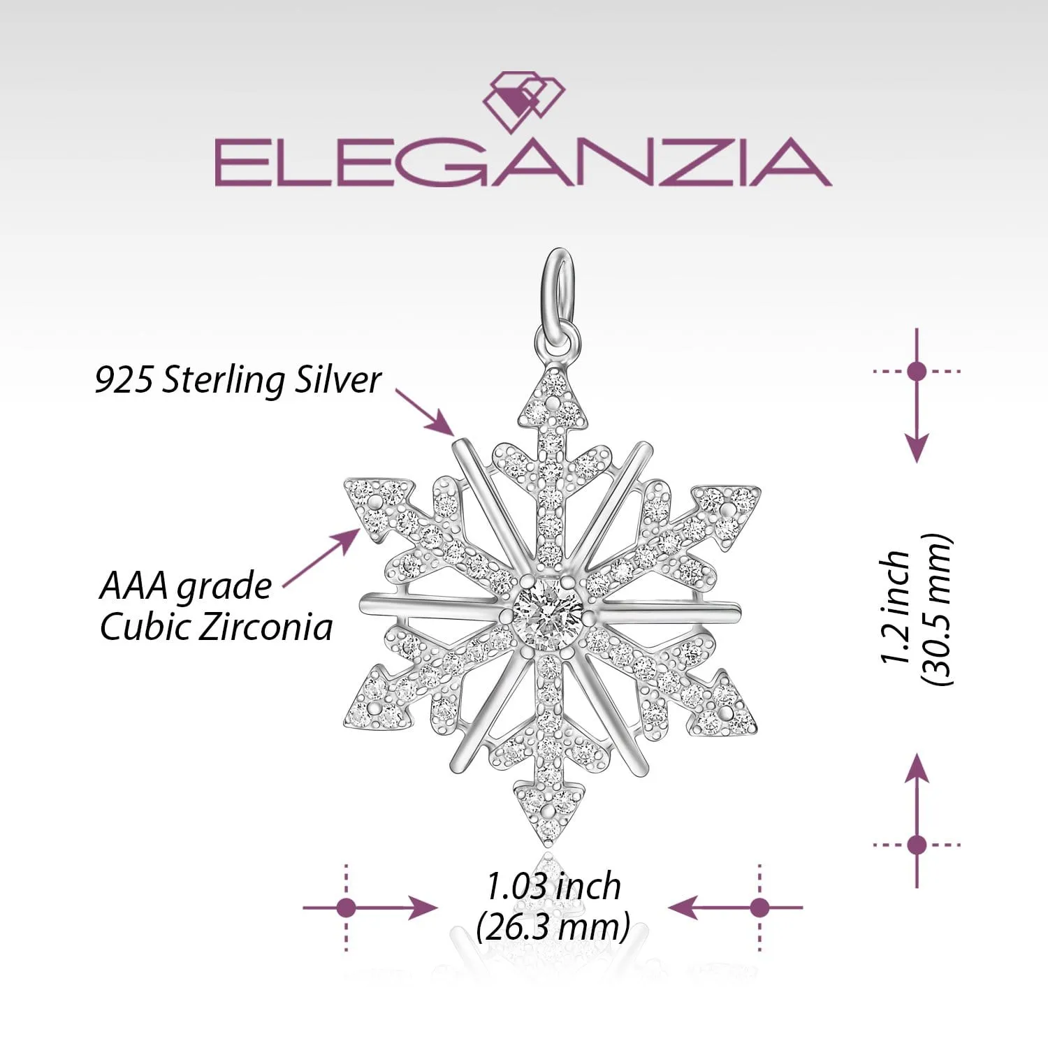 CZ Winter Star Sterling Silver Snowflake Pendant