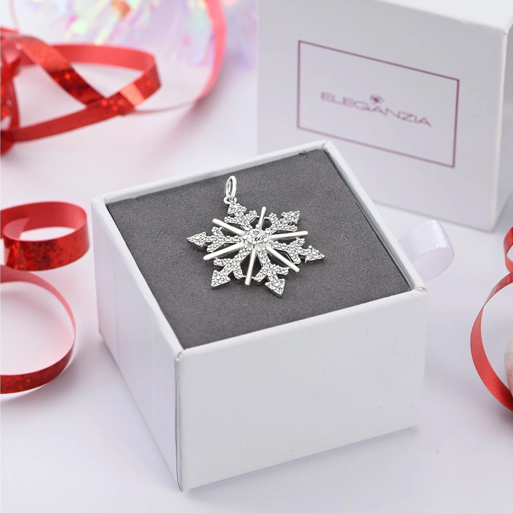 CZ Winter Star Sterling Silver Snowflake Pendant