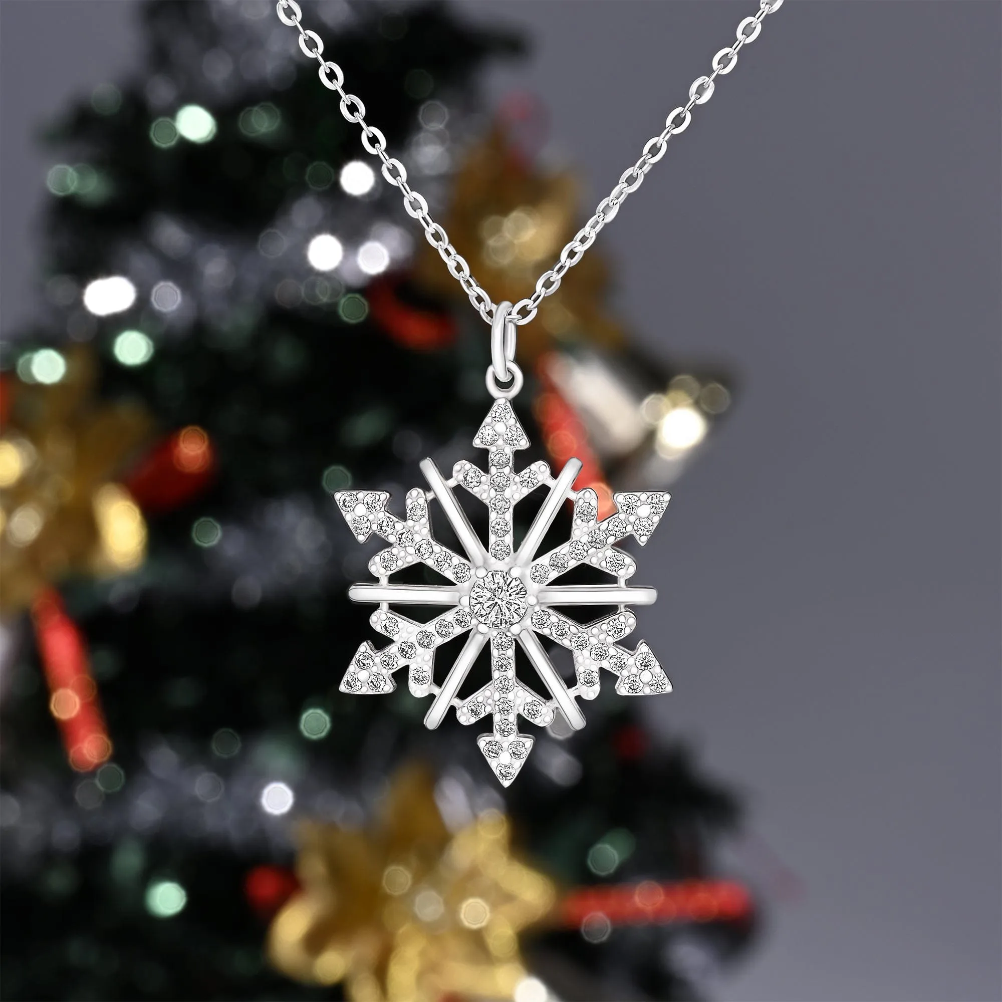 CZ Winter Star Sterling Silver Snowflake Pendant