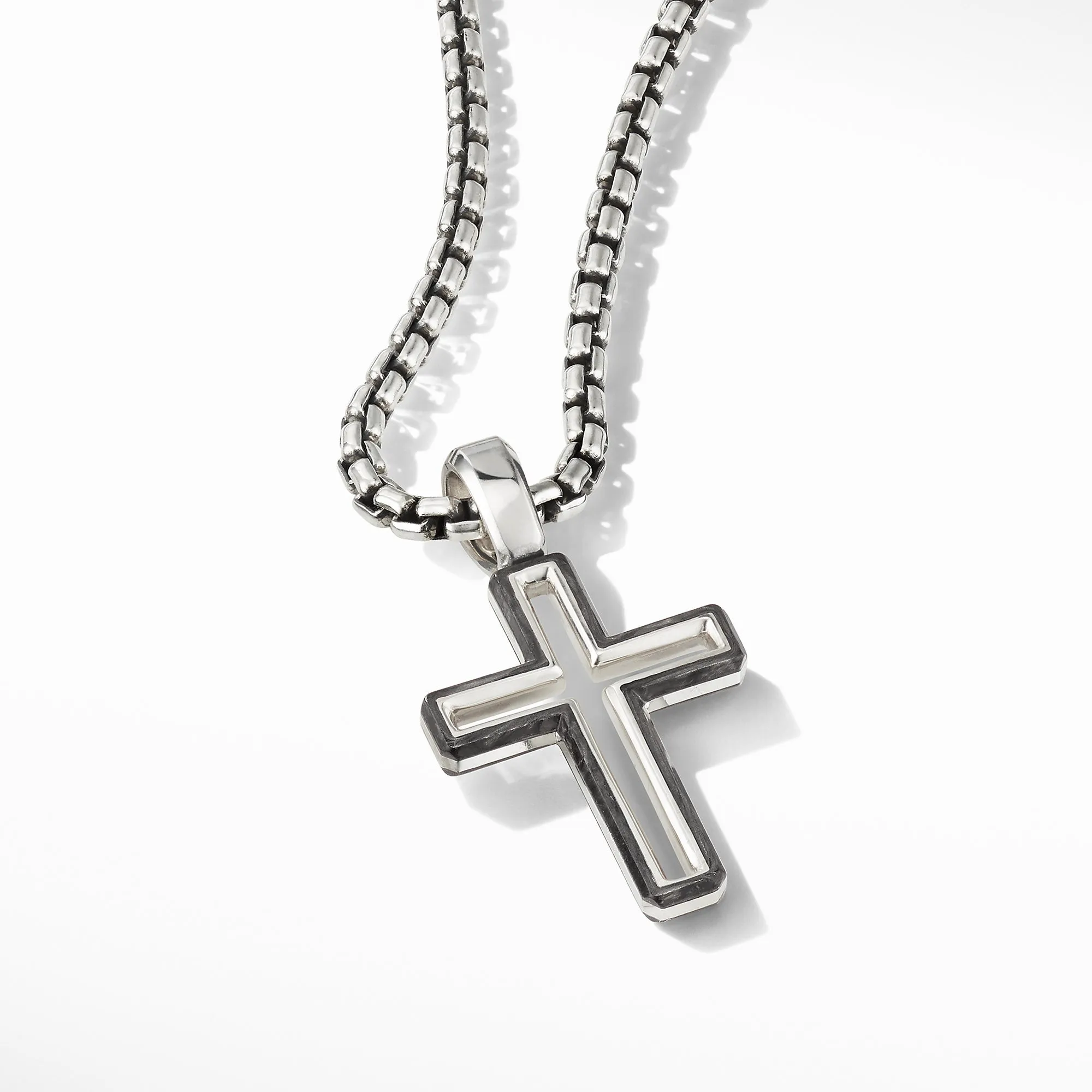 David Yurman Men's Forged Carbon Cross Pendant 24MM