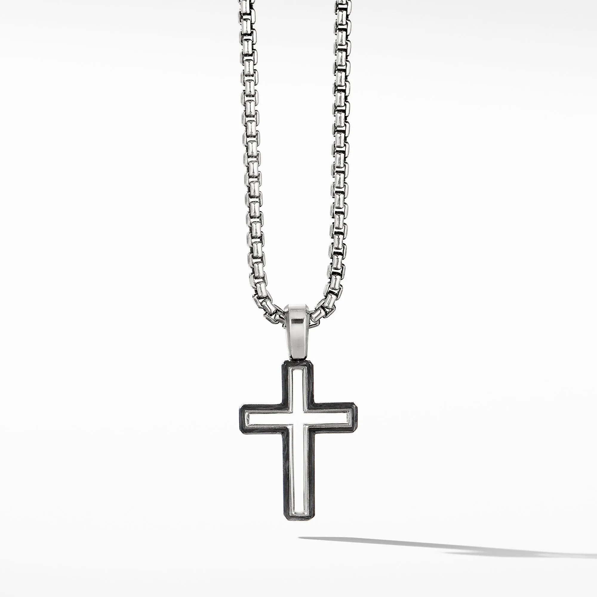 David Yurman Men's Forged Carbon Cross Pendant 24MM