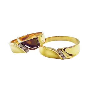 Diagonal Diamond Wedding Rings 14K