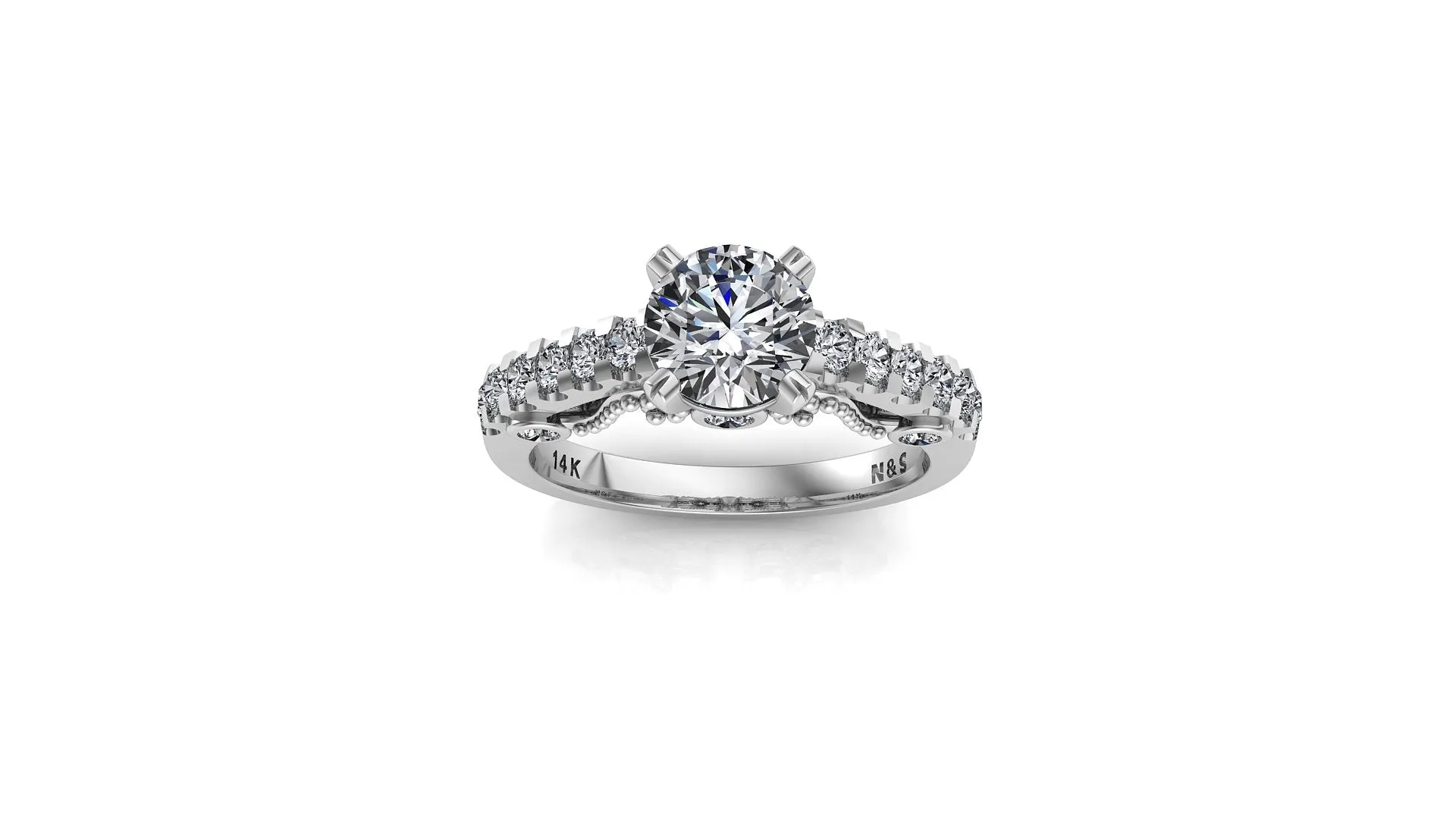 Diamond Engagement Ring 1.28 ct tw 14K White Gold DENG015