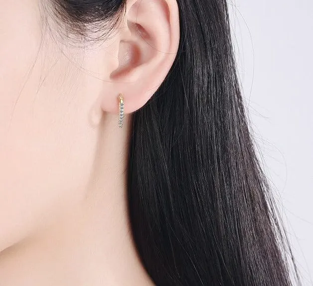 Diamond Little Hoop Earrings