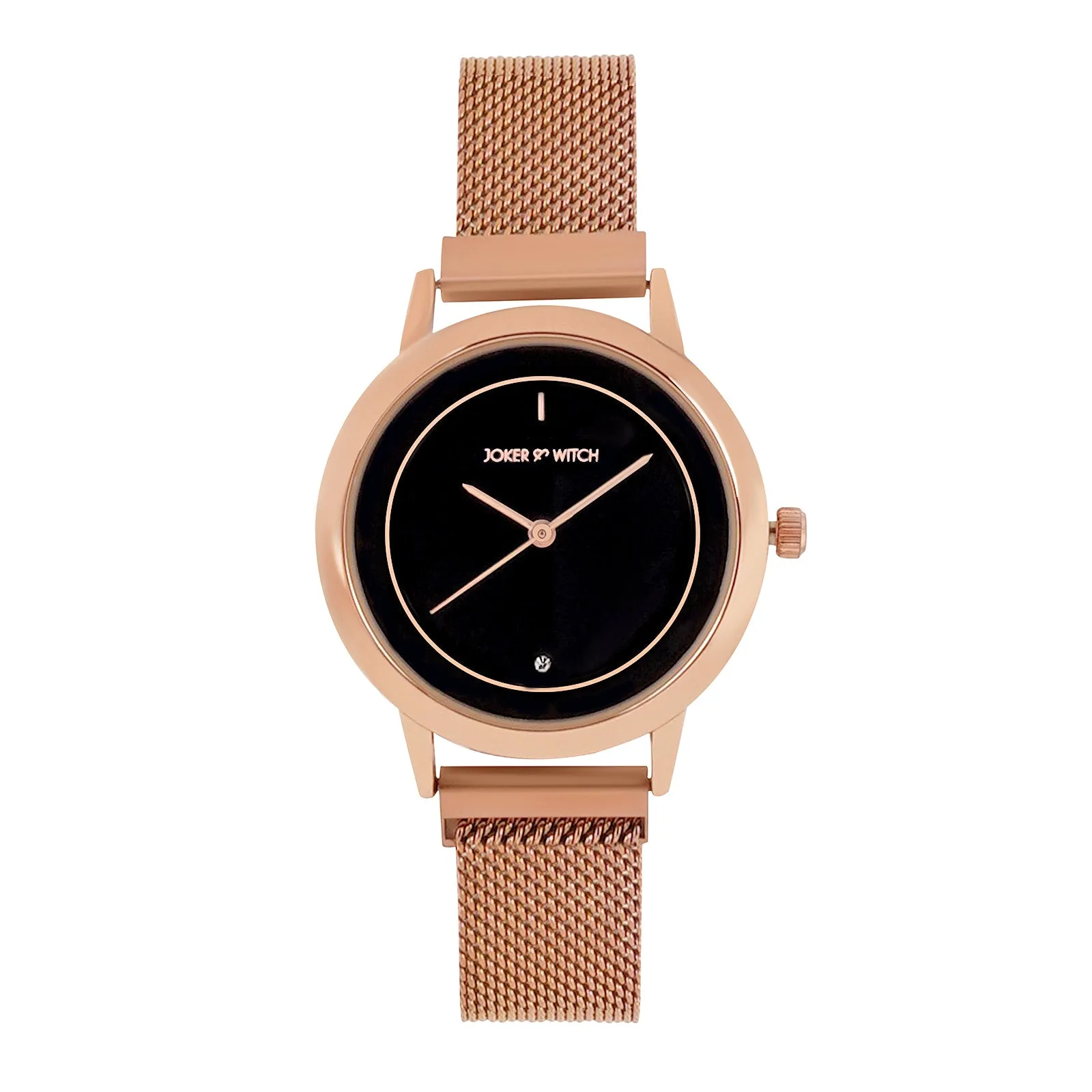 Eclipse Black Dial Rosegold Magnetic Mesh Strap Watch