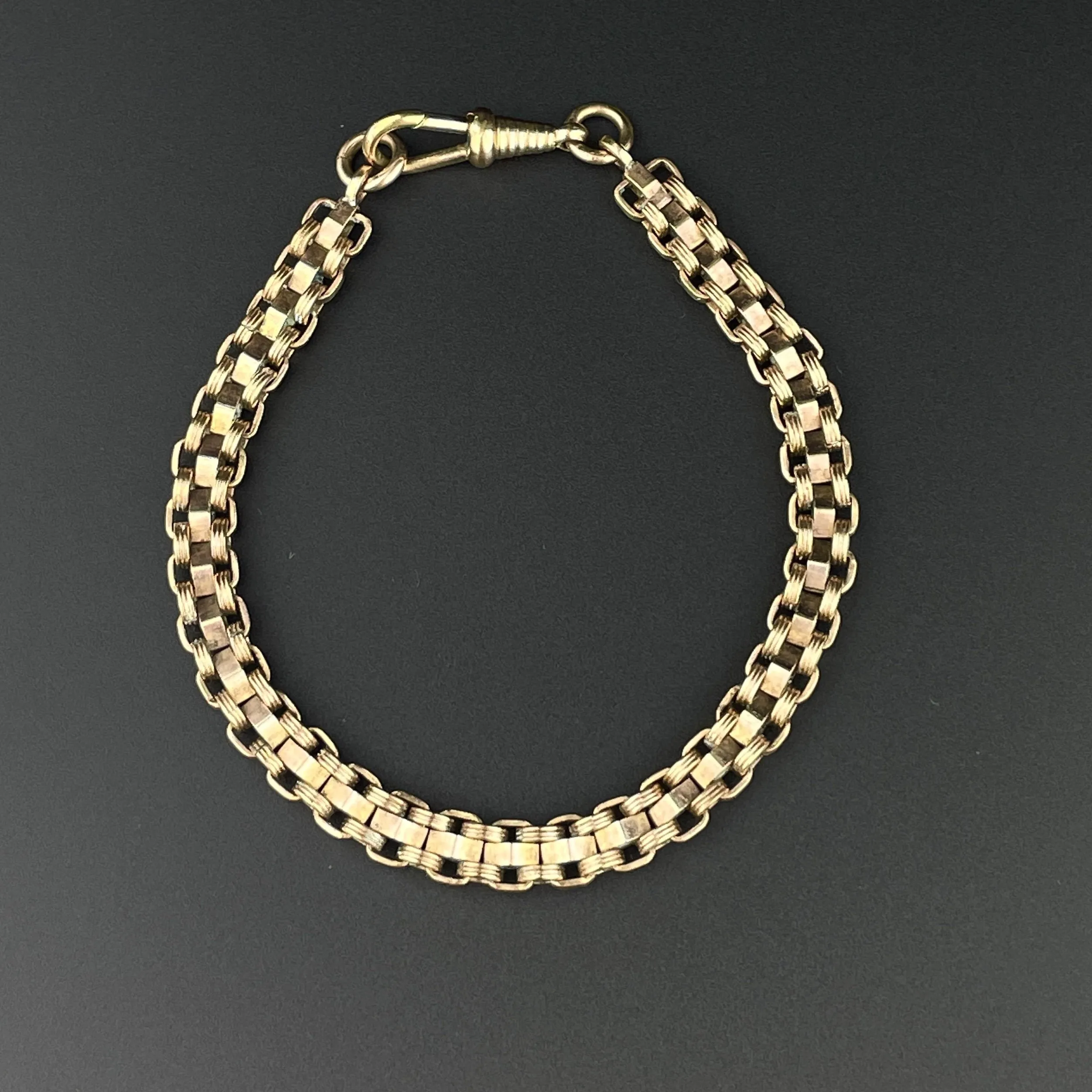 Edwardian Rolled Gold Fancy Link Watch Chain Bracelet