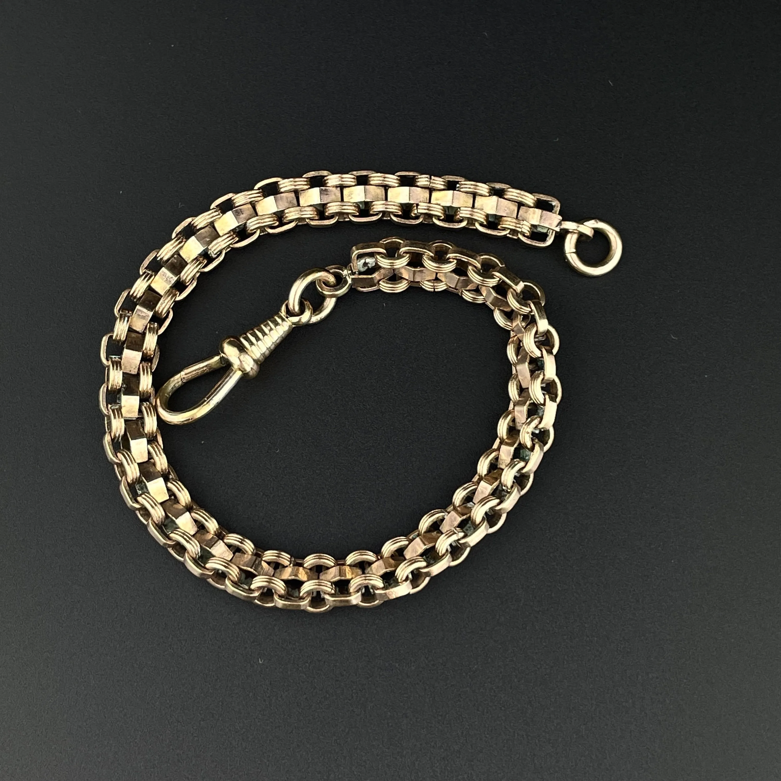 Edwardian Rolled Gold Fancy Link Watch Chain Bracelet