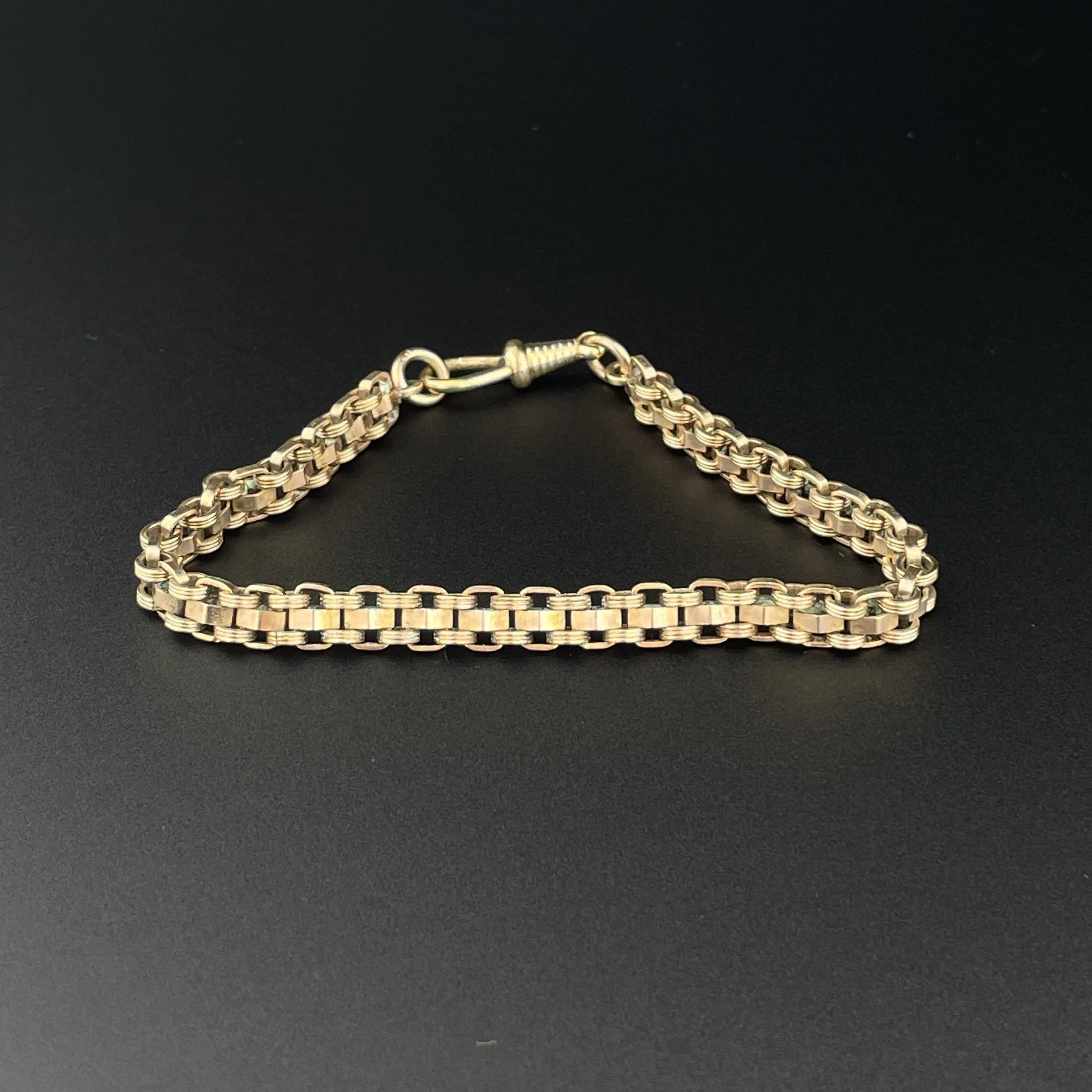 Edwardian Rolled Gold Fancy Link Watch Chain Bracelet