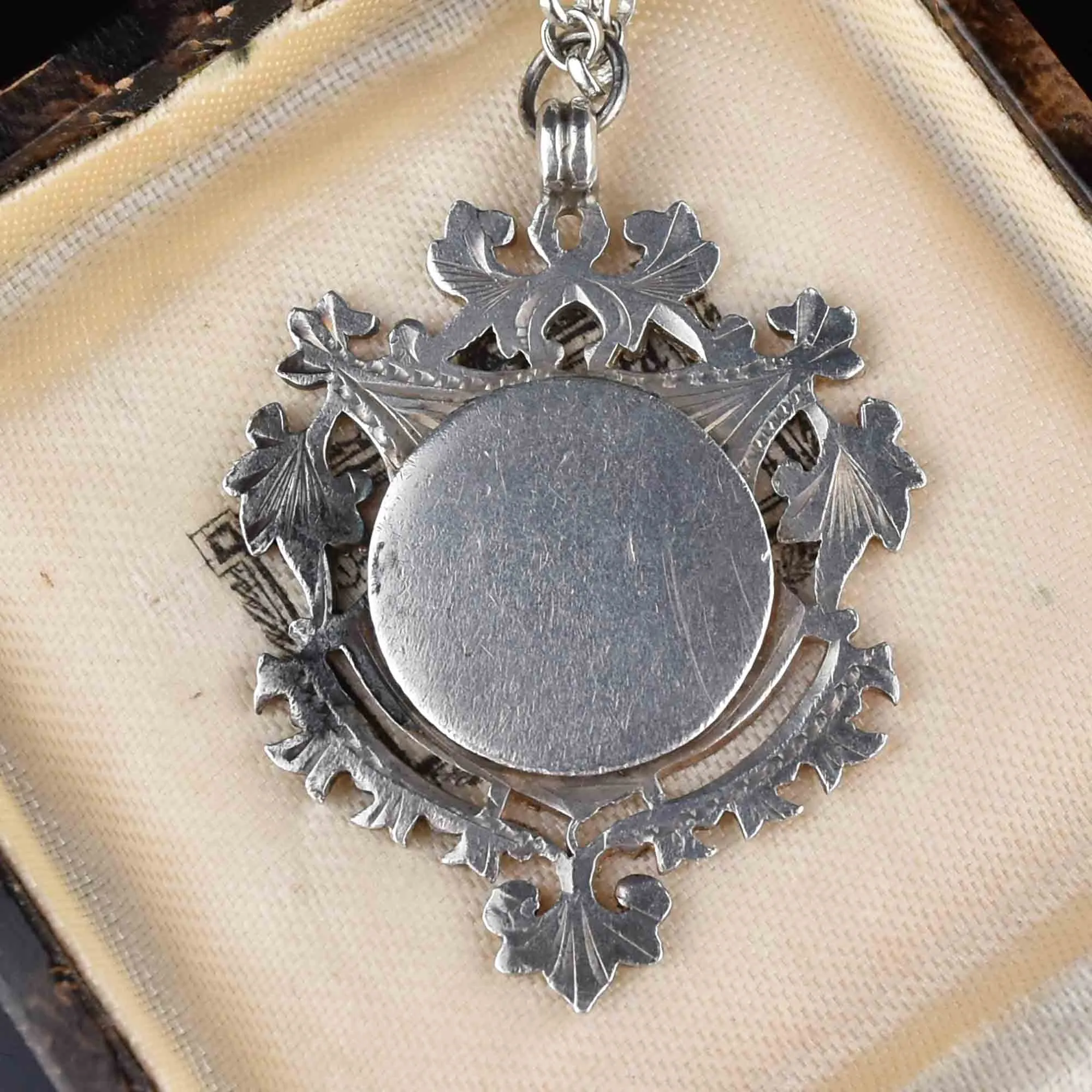 Edwardian Silver Watch Chain Fob Necklace