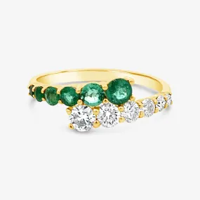 Emerald & Diamond Bypass Ring