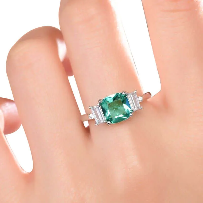 Emerald Green Engagement Ring