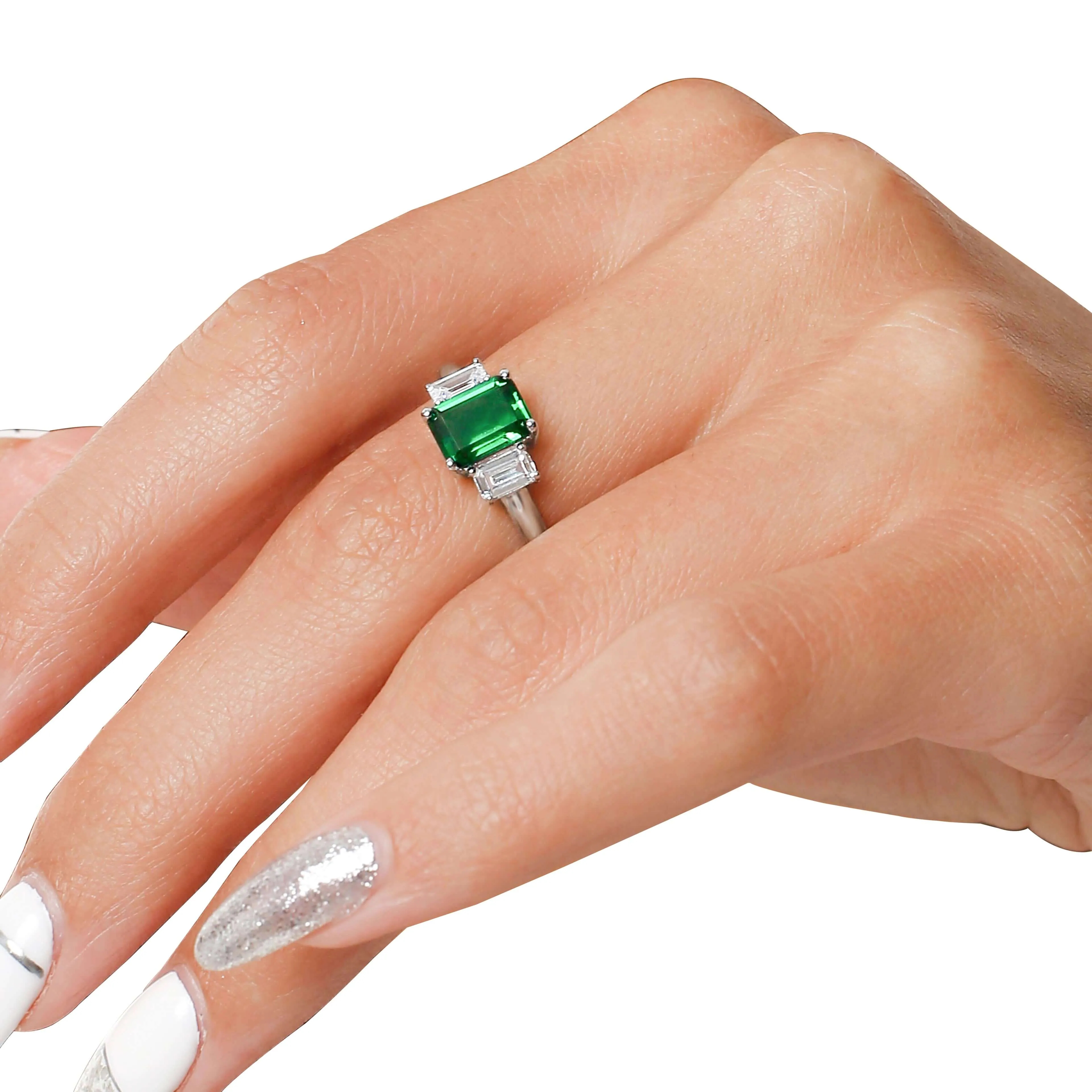 Emerald Green Engagement Ring