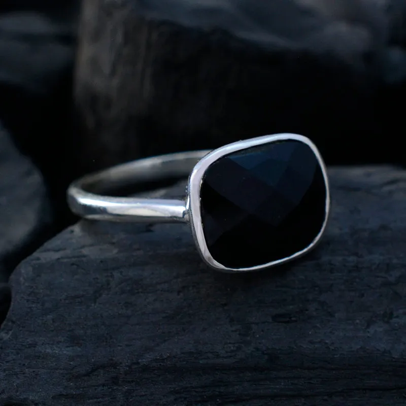 Engaging Stone Black Onyx Solid Silver Rings Jewelry Appraisal Cost