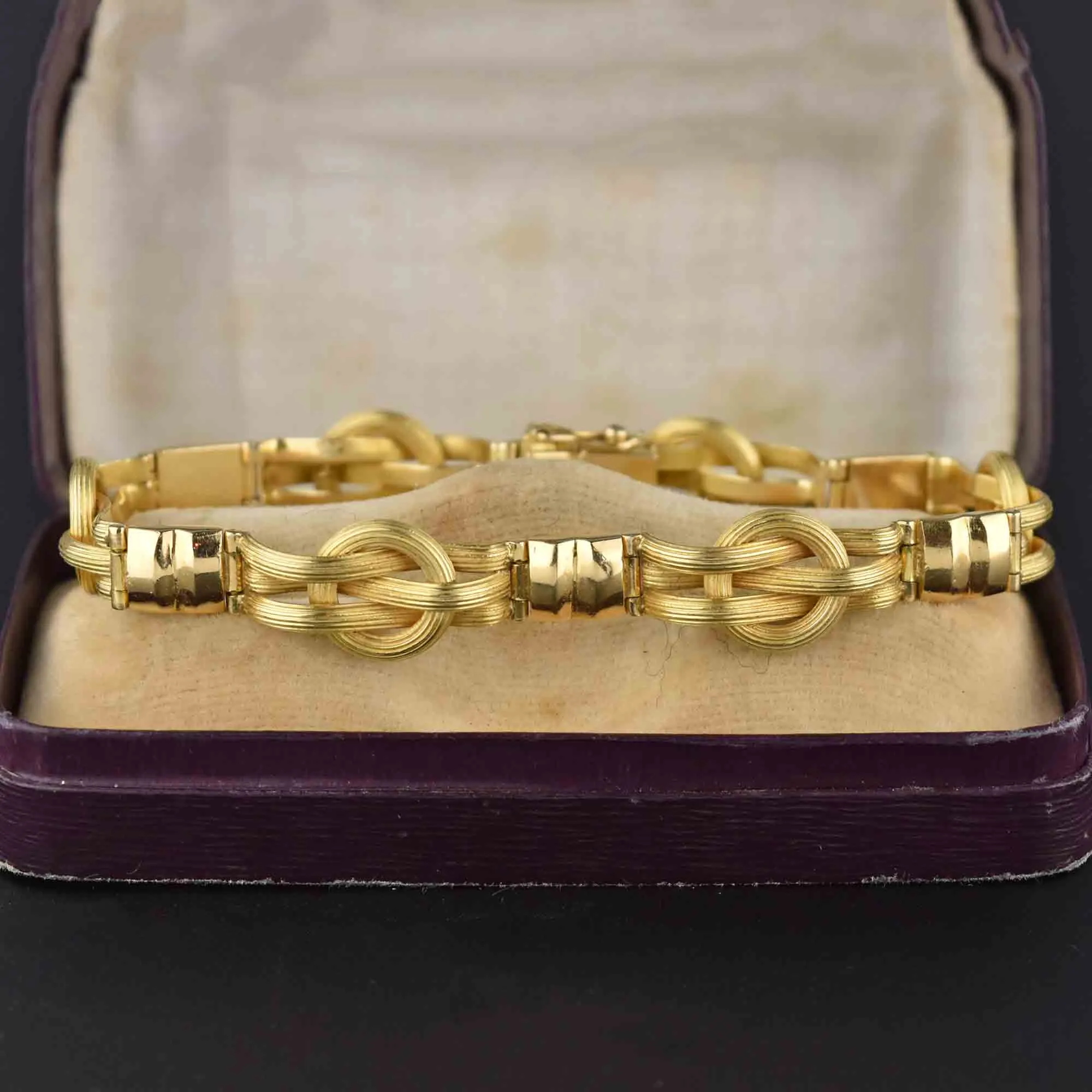 Estate Heavy 18K Gold Love Knot Bracelet