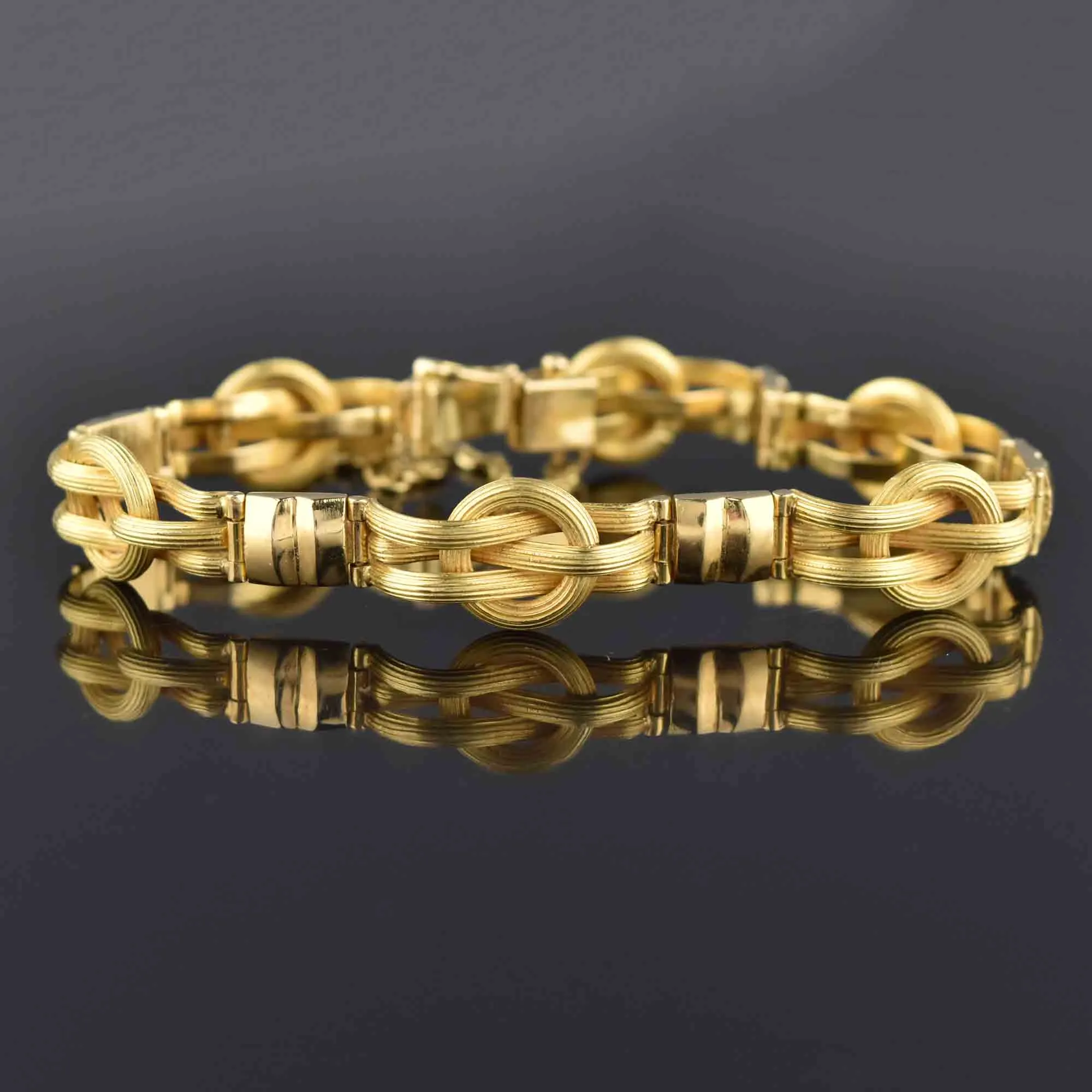 Estate Heavy 18K Gold Love Knot Bracelet