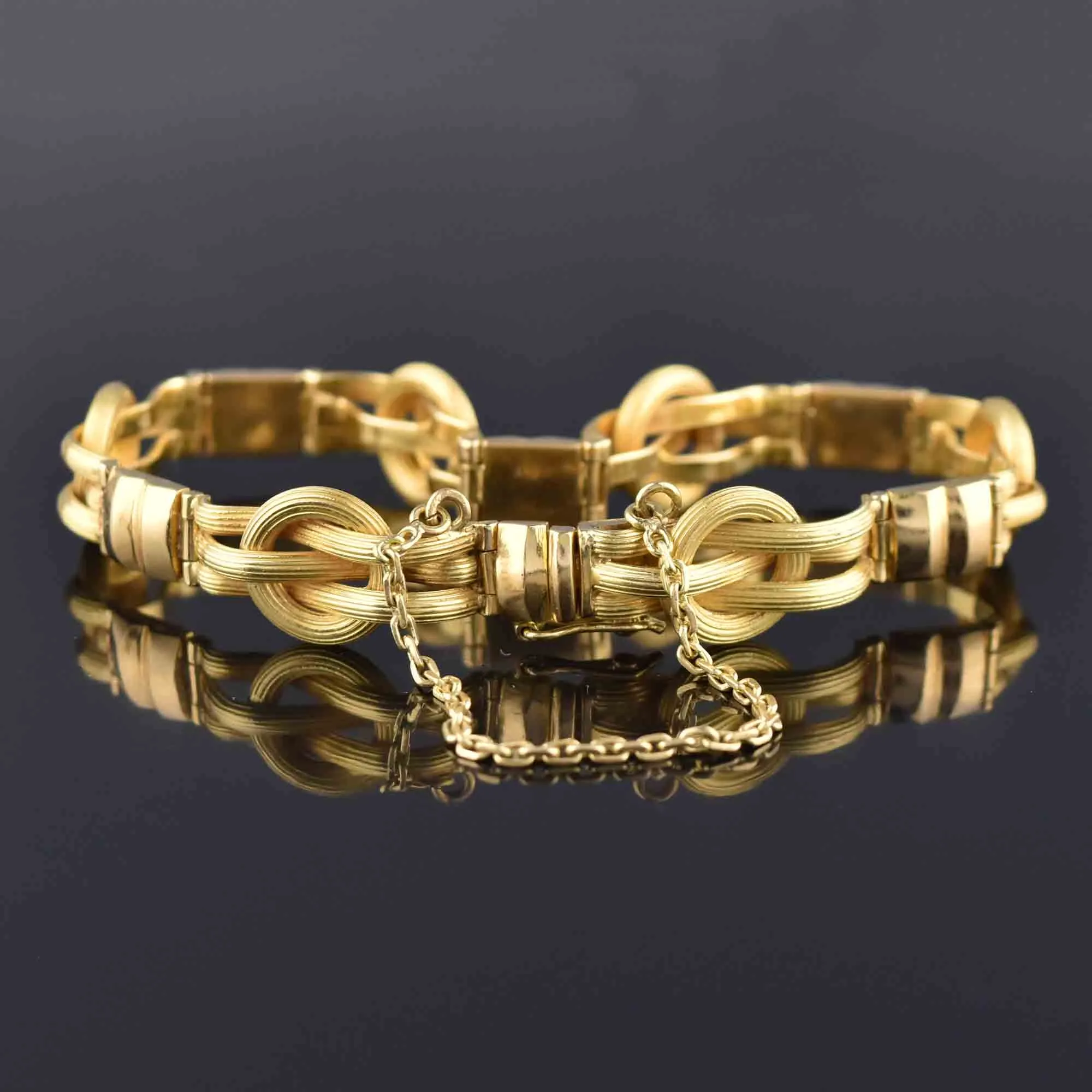 Estate Heavy 18K Gold Love Knot Bracelet