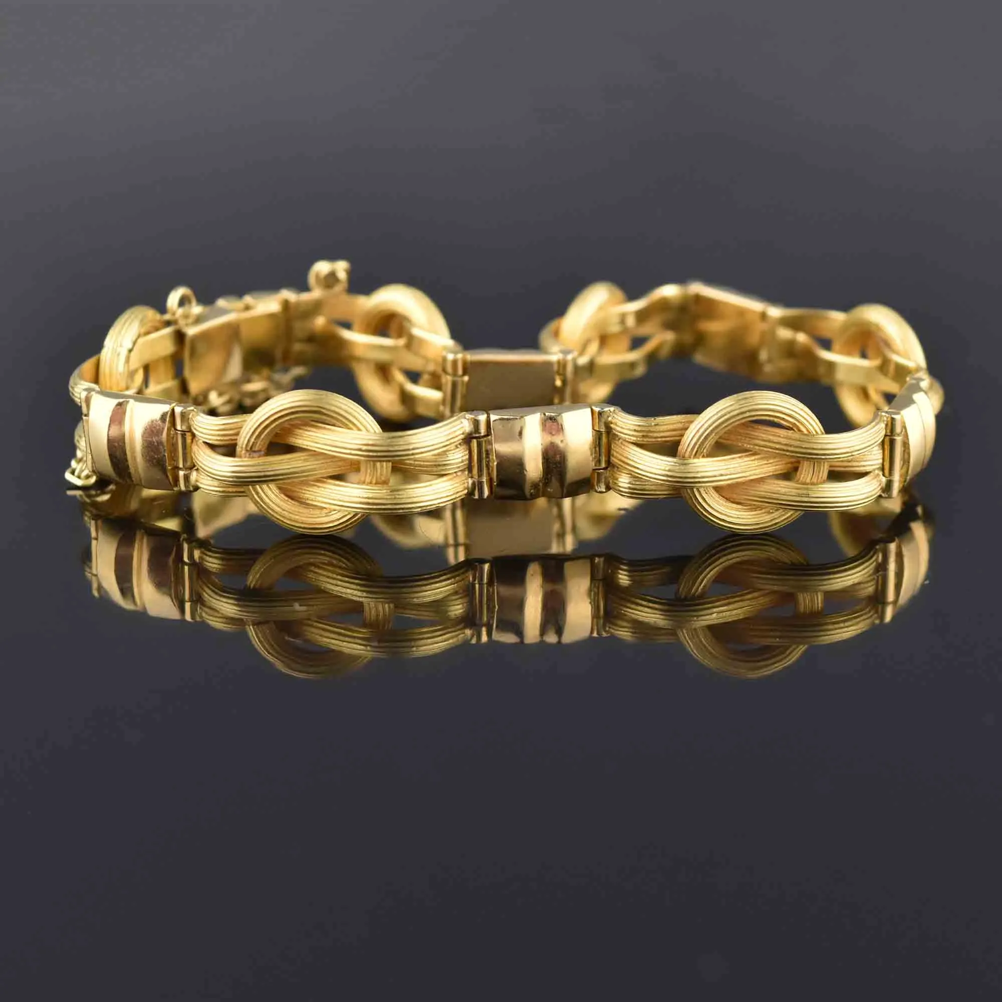 Estate Heavy 18K Gold Love Knot Bracelet