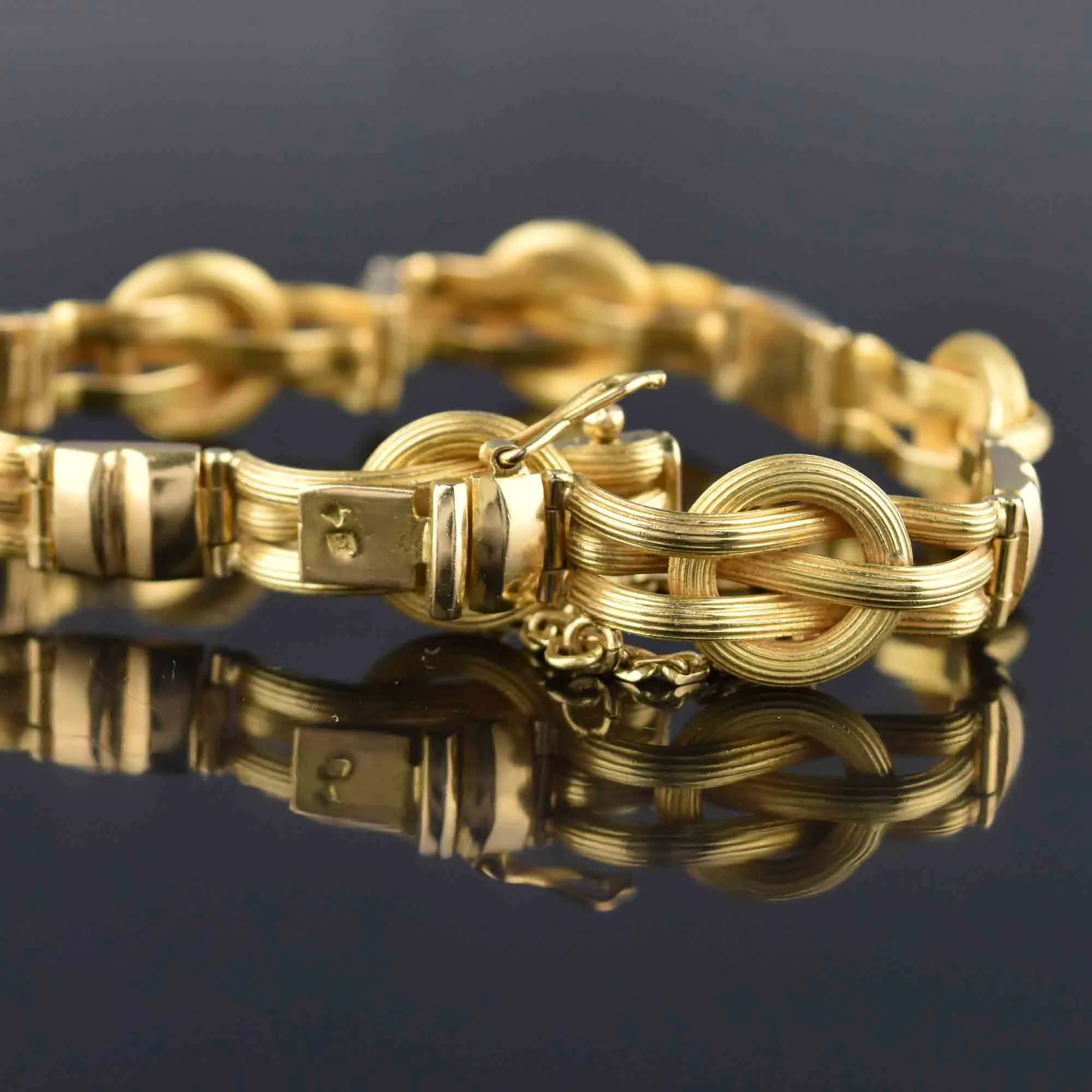 Estate Heavy 18K Gold Love Knot Bracelet