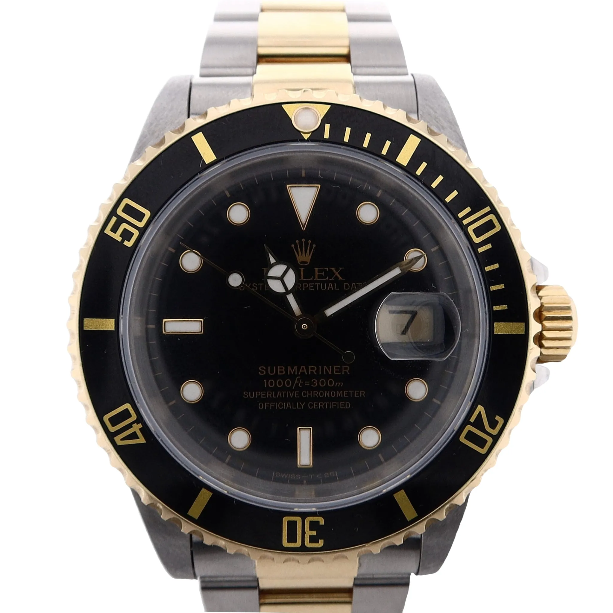 Estate Rolex Oyster Perpetual Date Submariner Black Dial and Black Bezel 16613