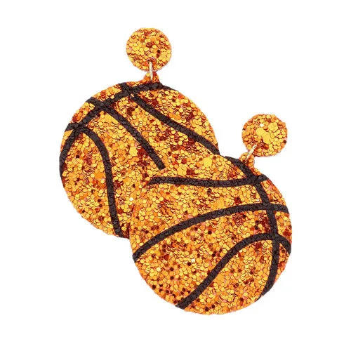 Felt Back Basketball Sequin Dangle Earrings