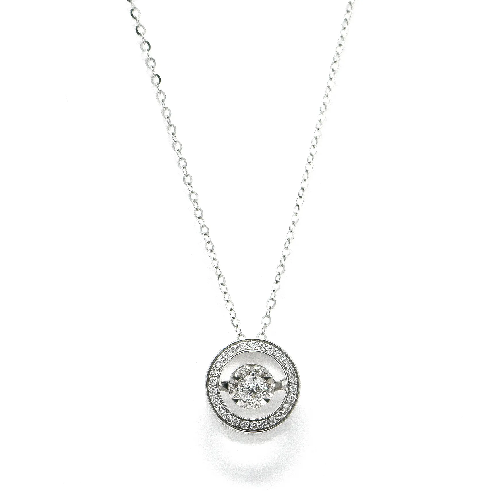 Floating Oculus Diamond Pendant in 18K White Gold