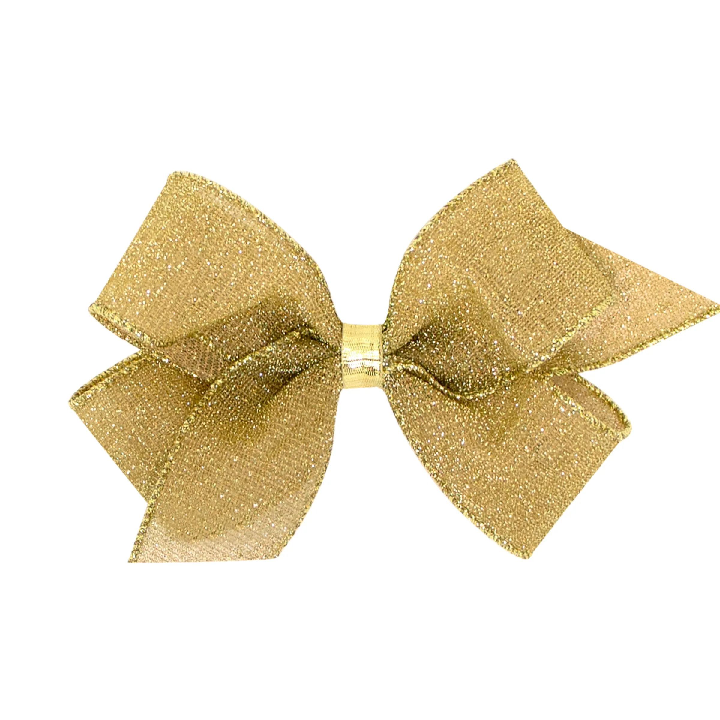 Glimmer Sparkle Hair Bow on Clippie - Gold