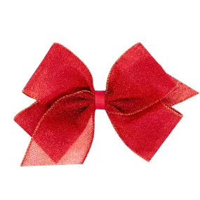 Glimmer Sparkle Hair Bow on Clippie - Red