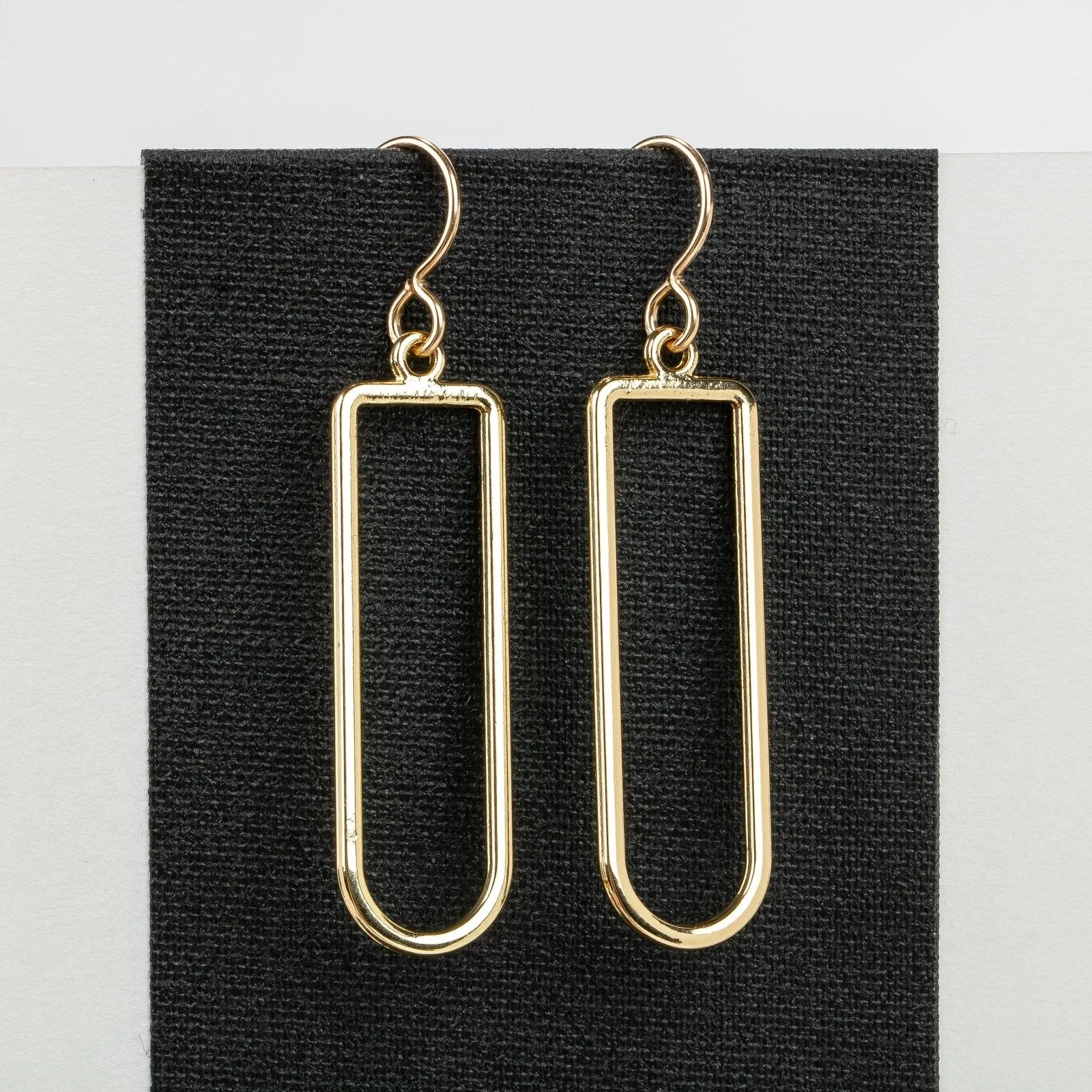 Gold Oval Drop Earrings