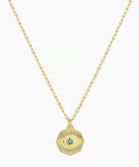 Gorjana Birthstone Coin Necklace - Turquoise/Gold