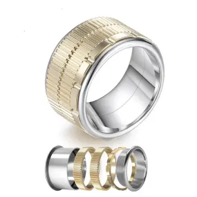 Handmade Gear Stainless Steel and Stackable, Rotatable, and Interchangeable Ring