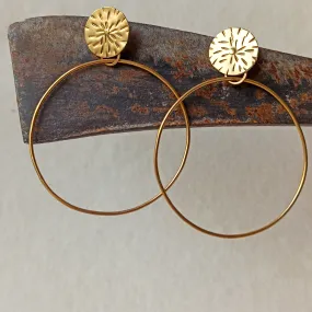 Handmade hanging hoop earrings, Large Hoops