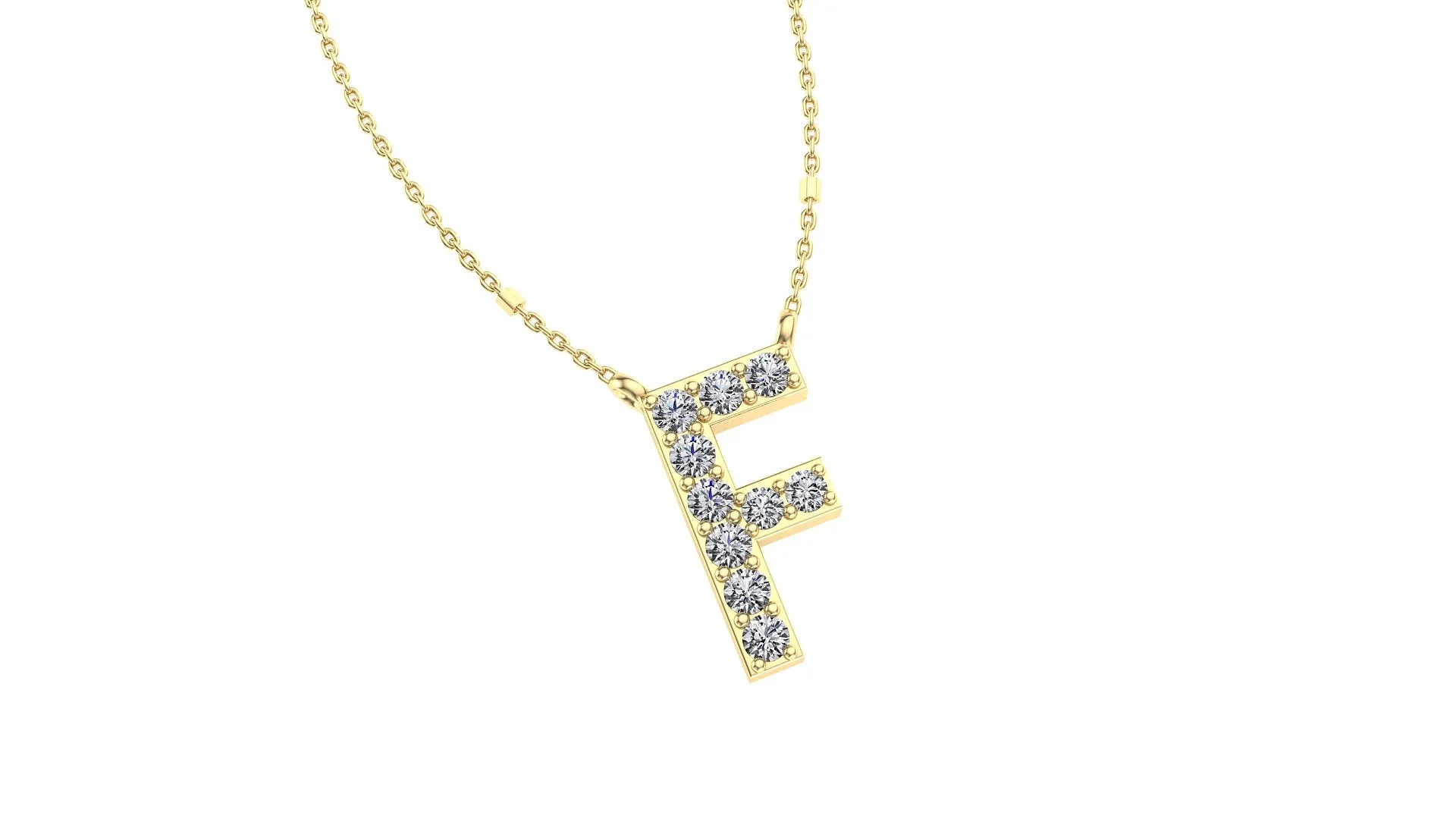 Initial F Diamond Pendant 14K Gold DIP006