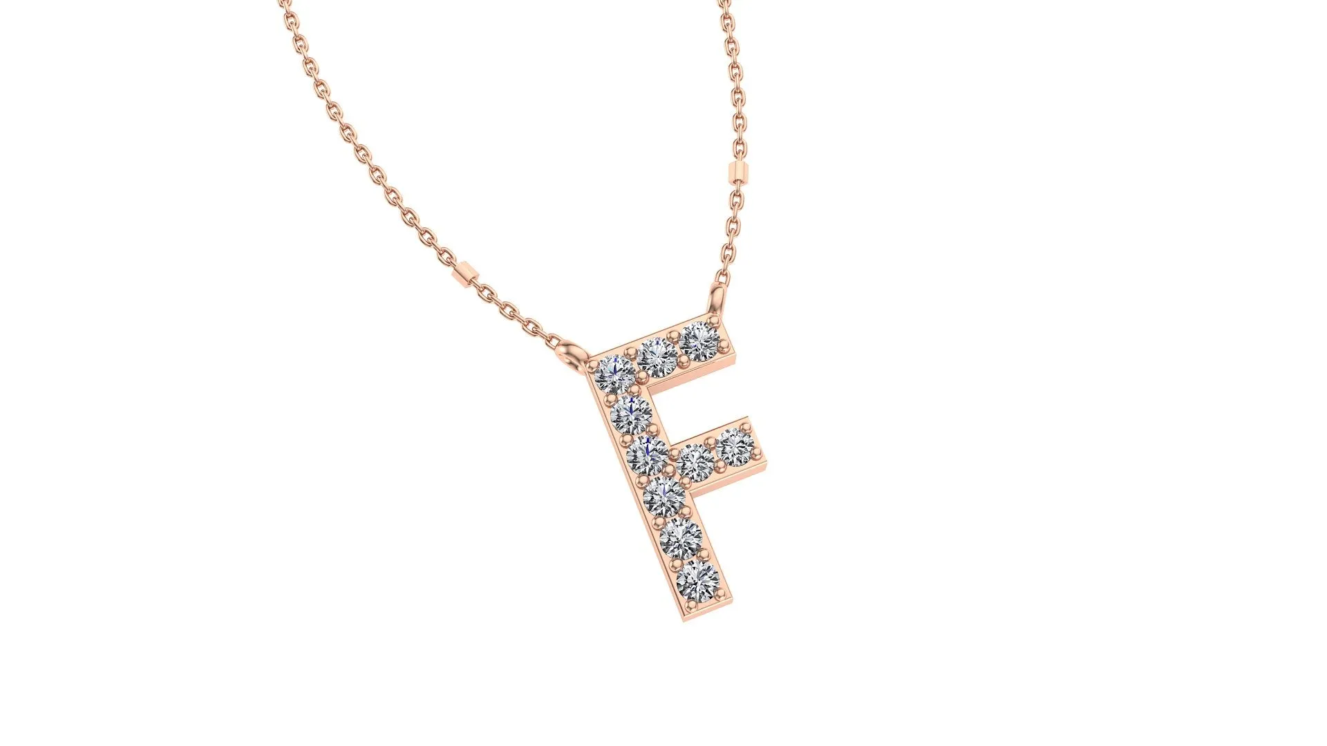 Initial F Diamond Pendant 14K Gold DIP006