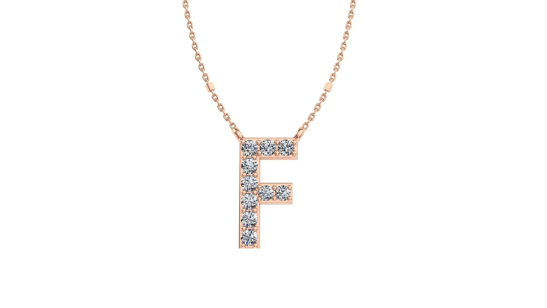 Initial F Diamond Pendant 14K Gold DIP006