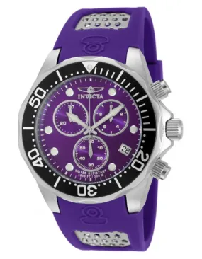 INVICTA Mens Pro-Diver Chronograph Watch - Stainless Steel - Purple Dial - Date