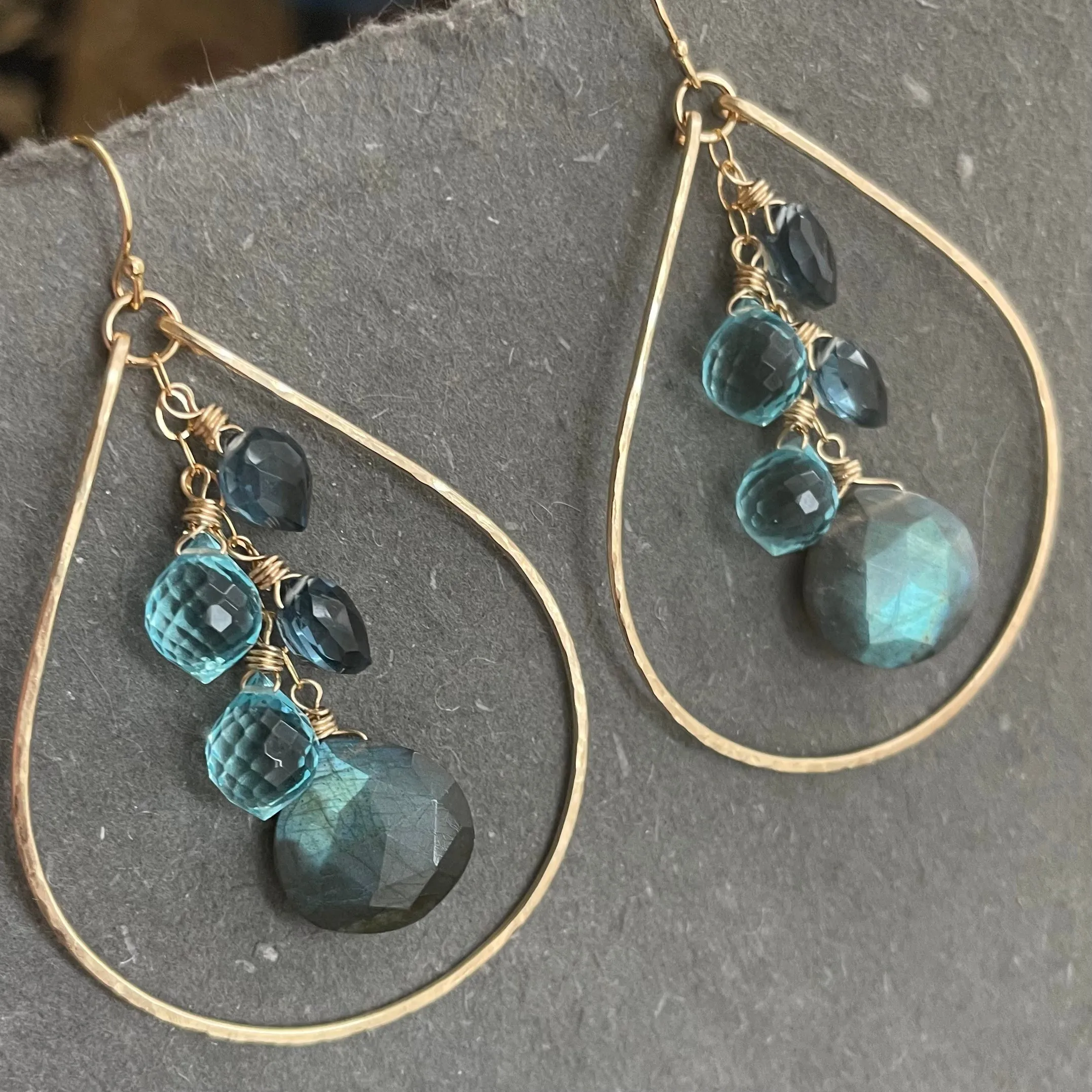 Labradorite Cascade Hoop Earrings