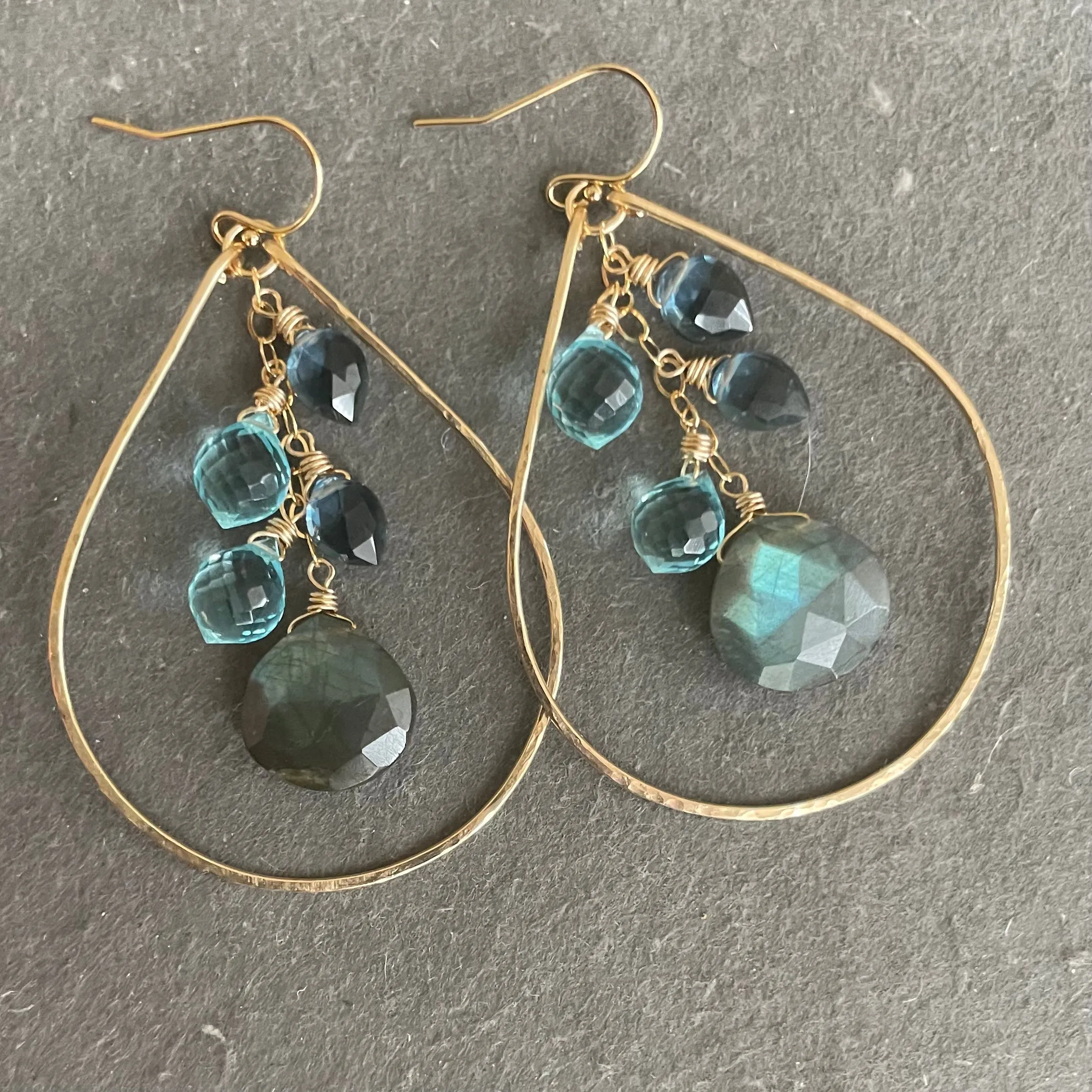 Labradorite Cascade Hoop Earrings