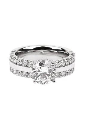 Lucienne Platinum Semi-Mount 2-Row Diamond Ring