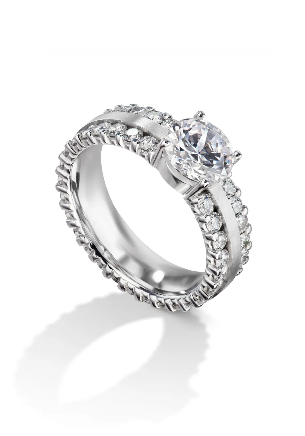 Lucienne Platinum Semi-Mount 2-Row Diamond Ring