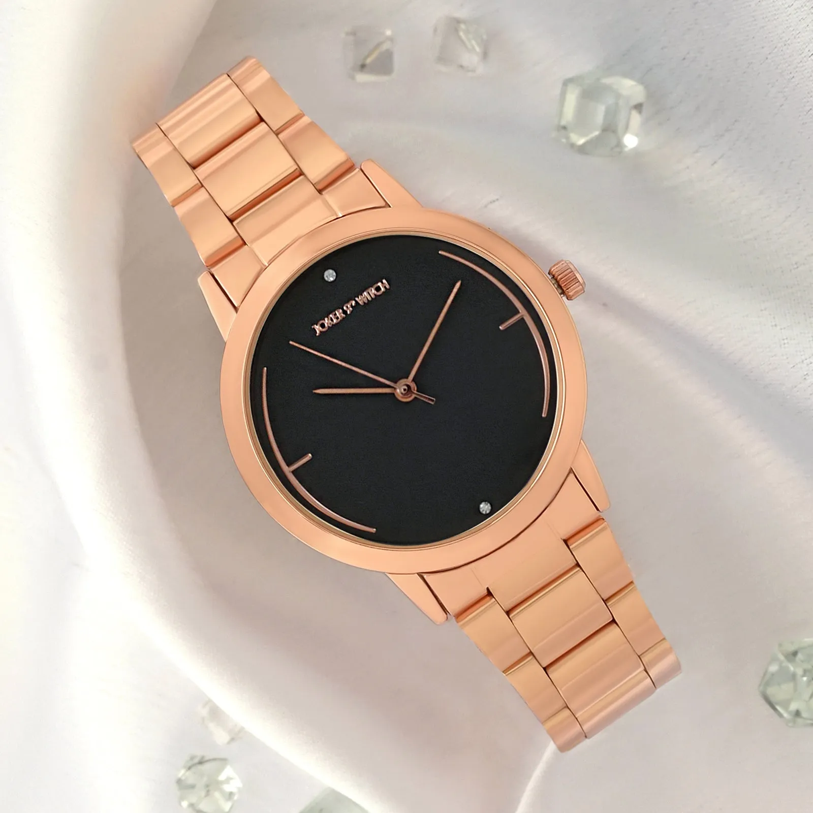 Luna Grey Dial Rosegold Metallic Strap Watch