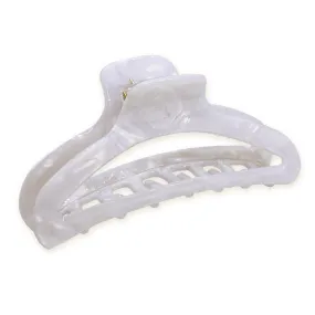 Medium Round Tortoise Shell Hair Claw Clip - White