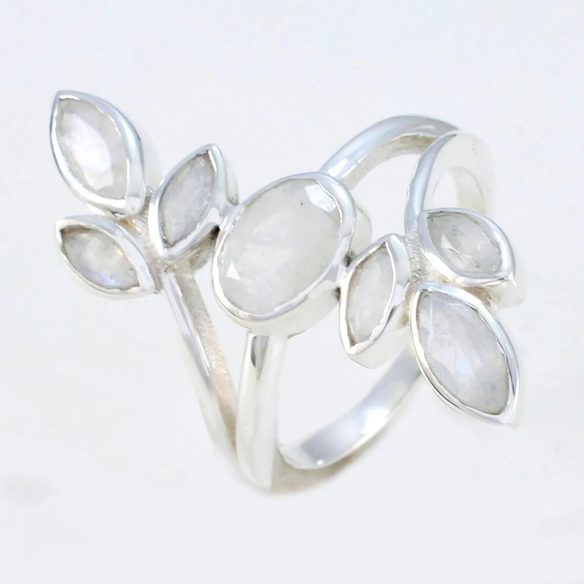 Mesmeric Gem Rainbow Moonstone Sterling Silver Rings Hawaii Jewelry