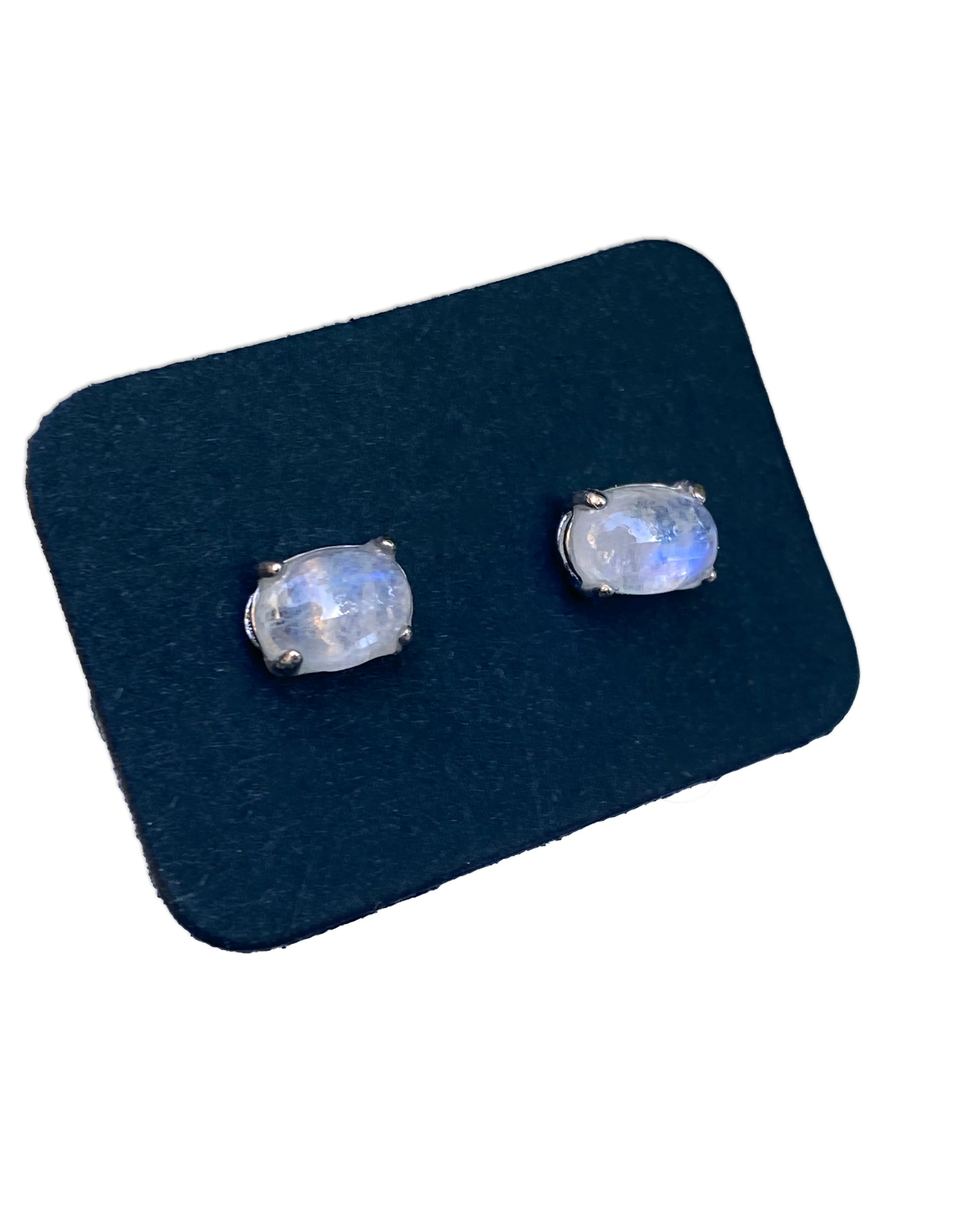 Moonstone gemstone and Sterling Silver Stud Earrings